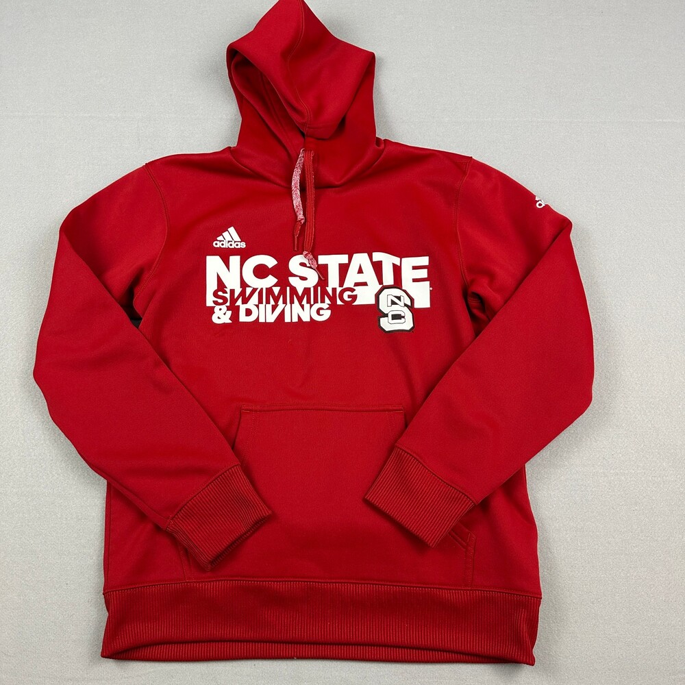 NC State Wolfpack Hoodie Men Medium Red Adidas NCAA Swimming Diving Sweatshirt M